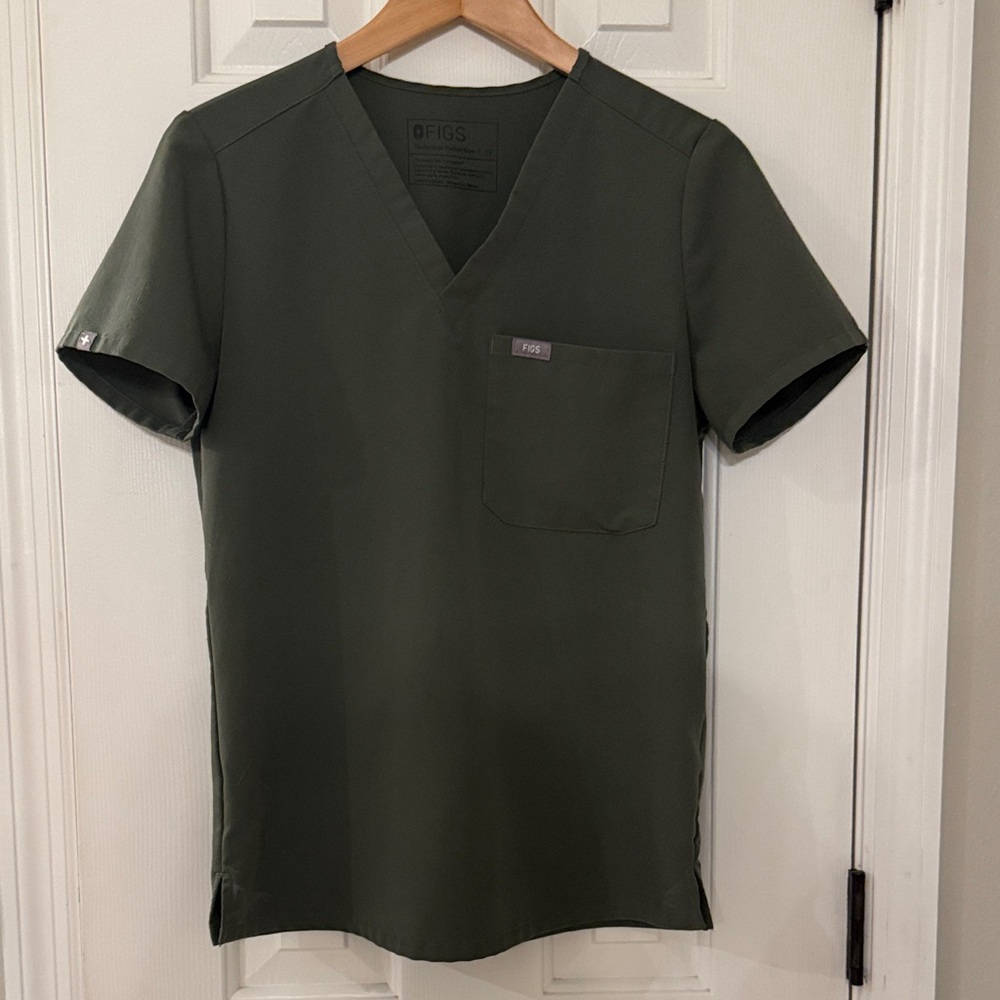FIGS Olive Green V-Neck Scrub Top